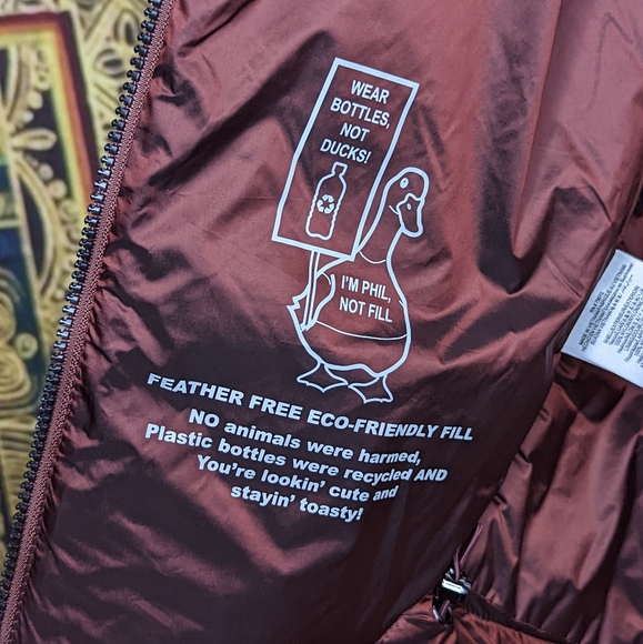 BCBGMaxAzria Quilted Zip Front Coat with Hood Size Medium Raisin Metallic - Picture 14 of 15